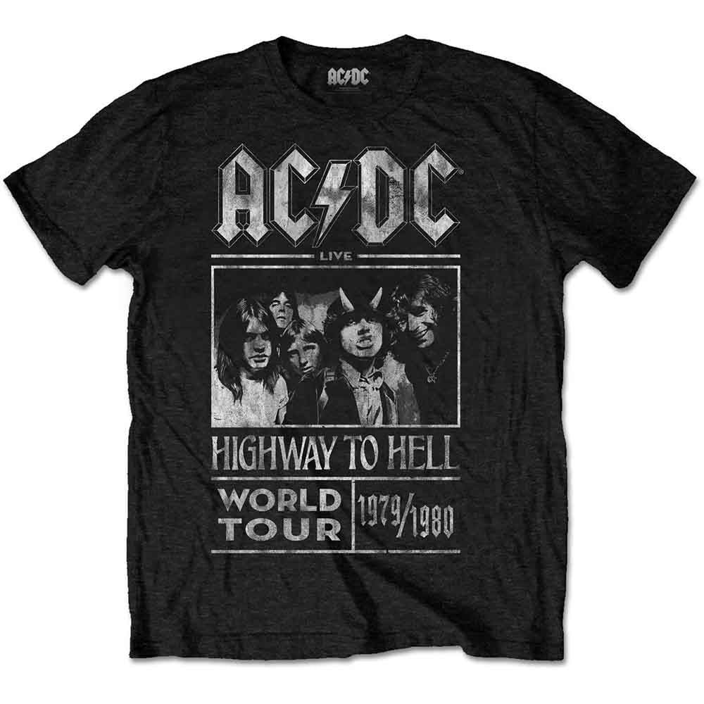 AC/DC ハイウェイ・トゥ・ヘル 1979ツアーロンT ブラックフェード XL