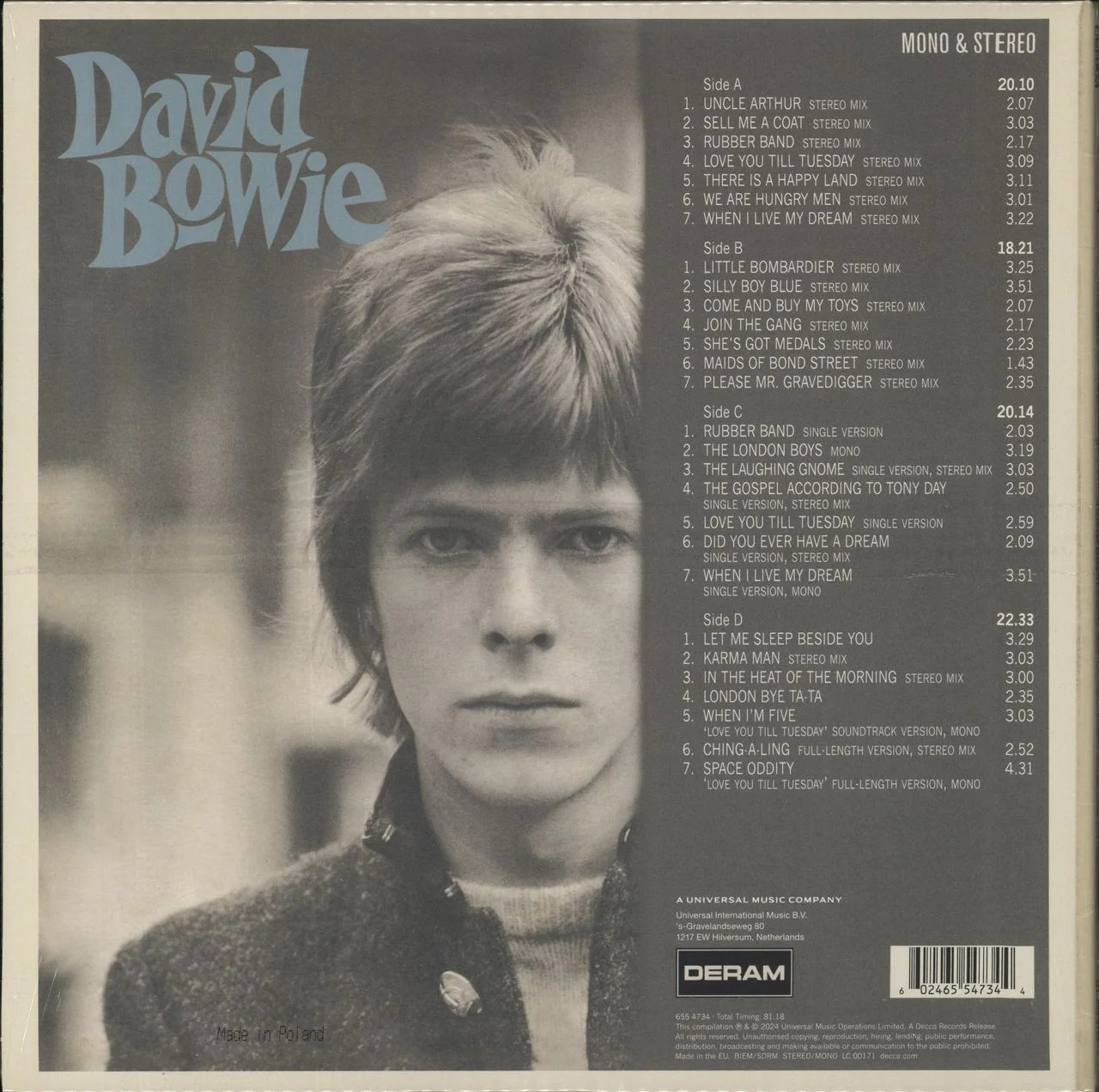 David Bowie - David Bowie (Limited Edition, Cream & Green Swirl Colored Vinyl) (2 Lp's) (Vinyl)