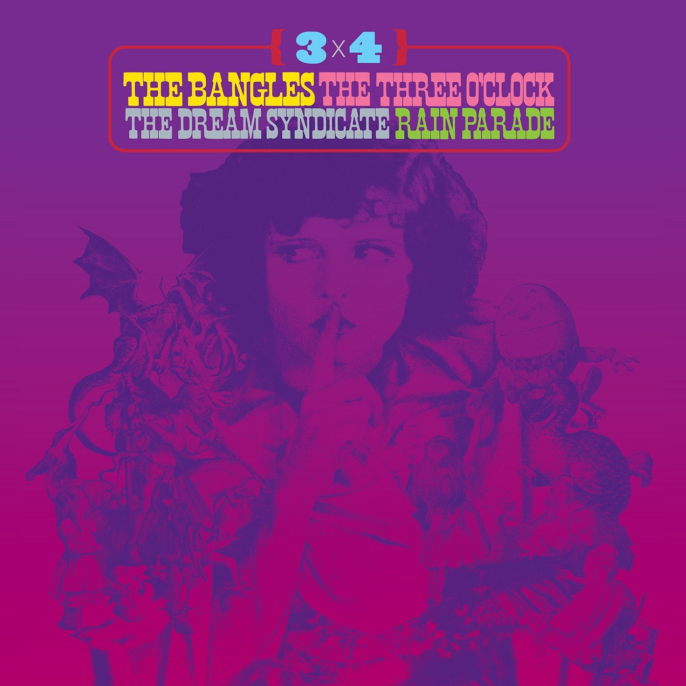 Various Artists - 3 x 4: The Bangles, The Three O'Clock, The Dream Syndicate, Rain Parade (PSYCHEDELIC SWIRL VINYL)