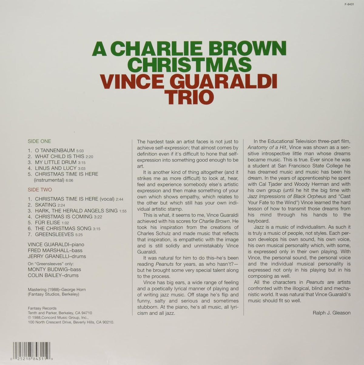 Vince Guaraldi Trio - A Charlie Brown Christmas Vinyl LP (CHRISTMAS RED VINYL)