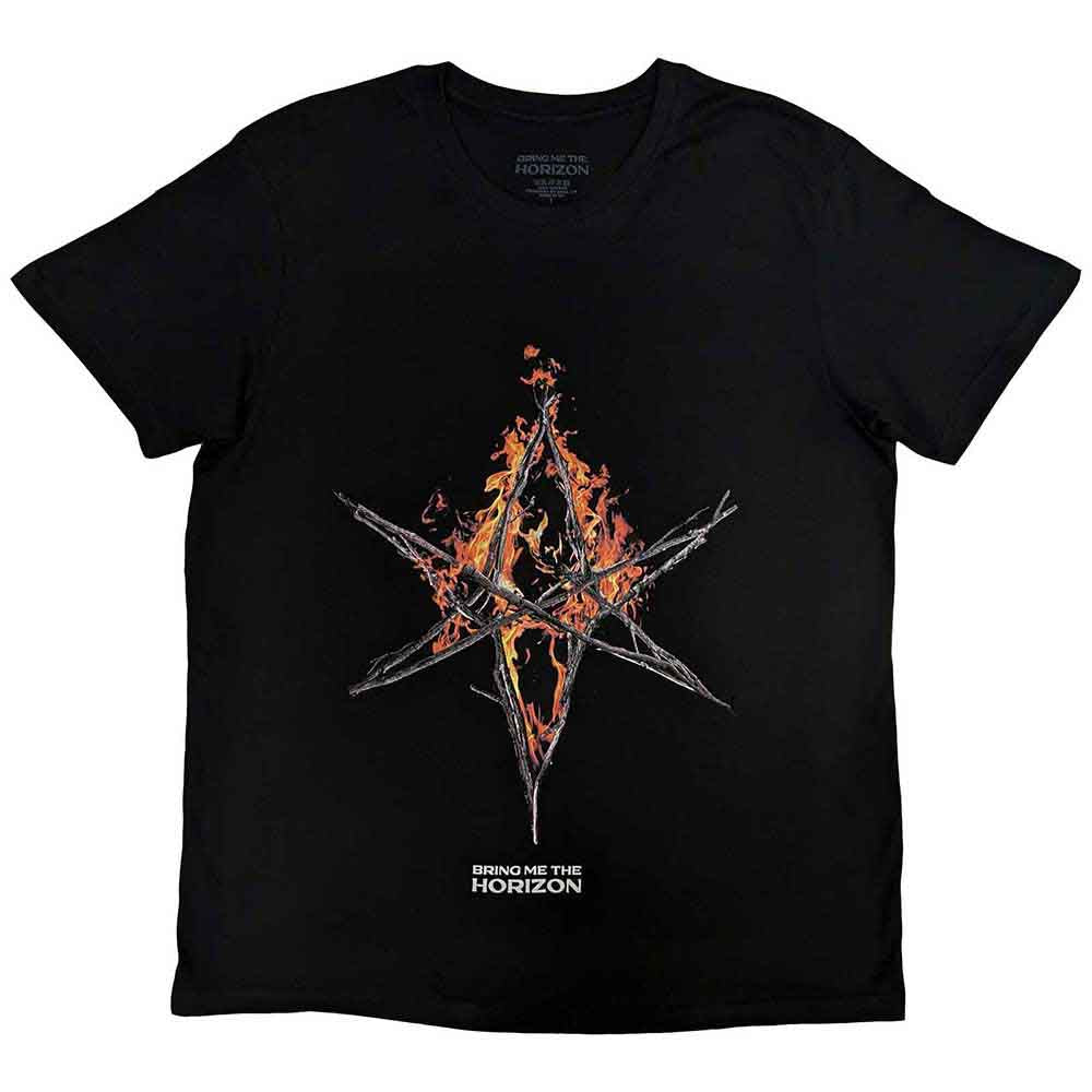 Bring Me The Horizon - Flame Hex & Text Logo Black