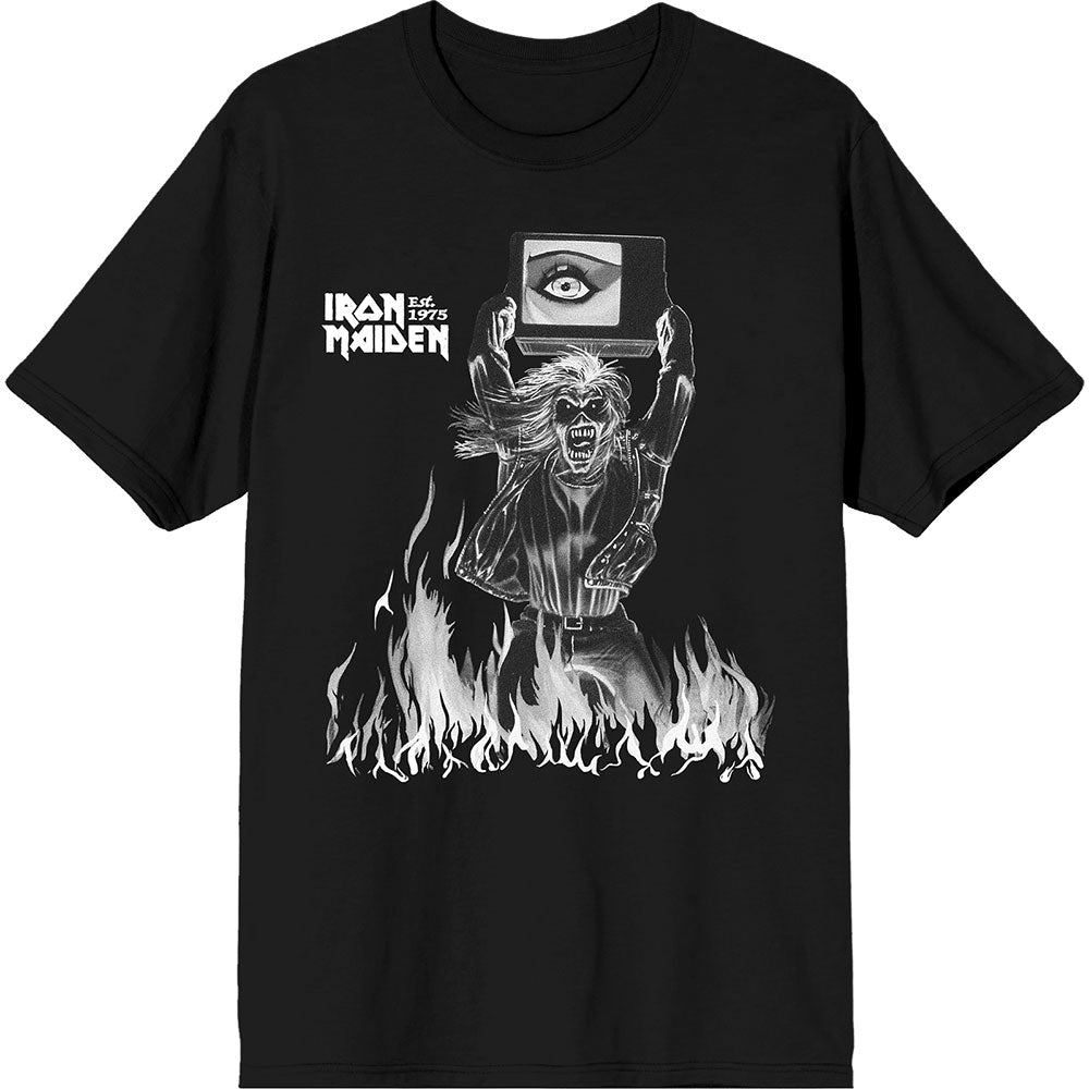 Iron Maiden - Est. 1975 Holy Smoke Flames Crop Black