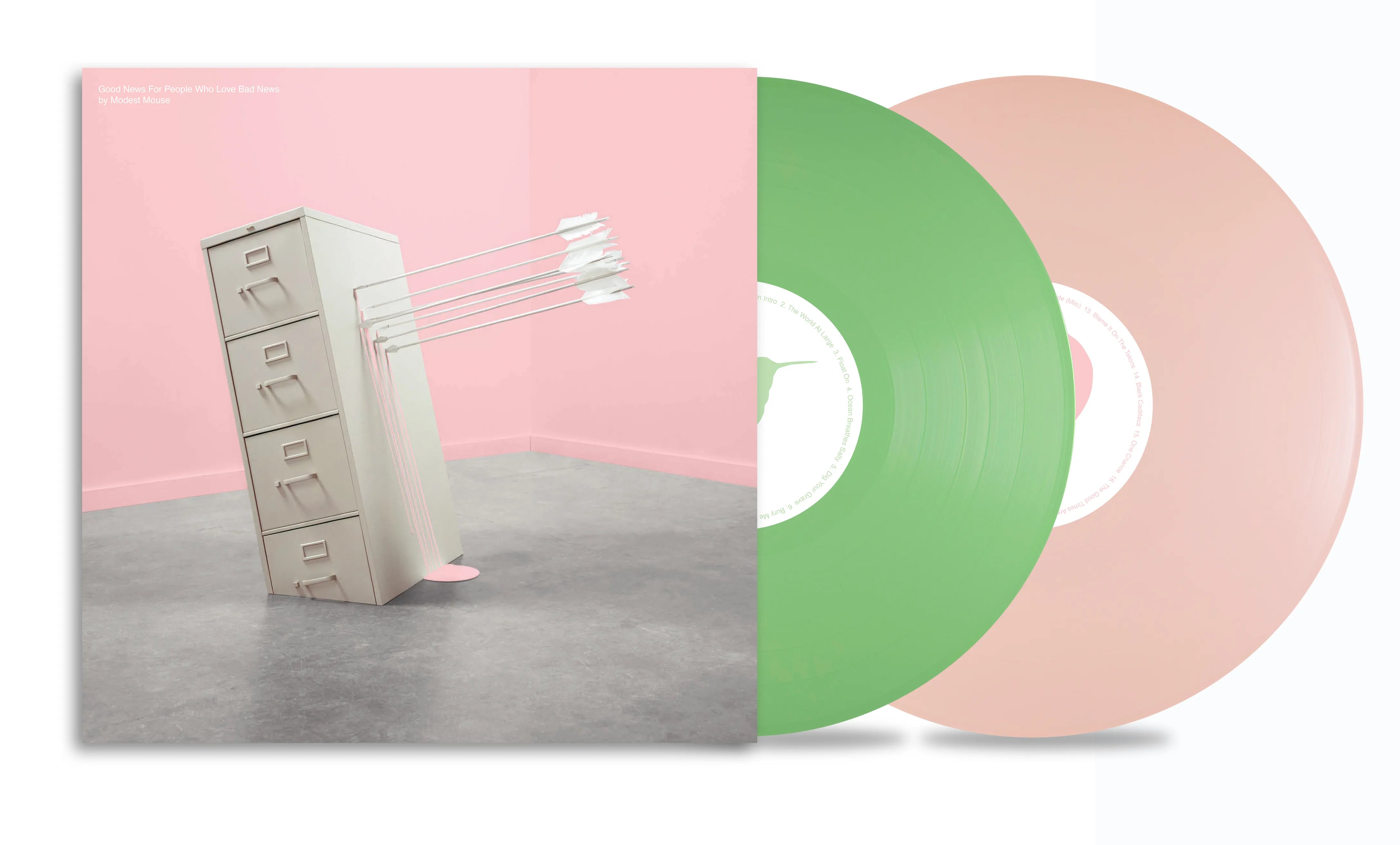 Order Modest Mouse - Good news For People Who Love Bad News (Deluxe Edition 2xLP Baby Pink & Spring Green Vinyl)