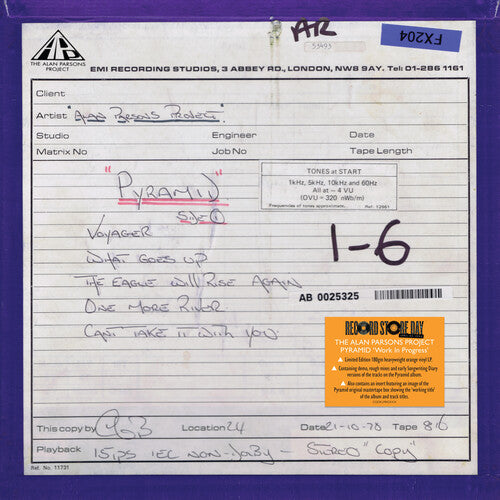 Order The Alan Parsons Project - Pyramid 'Work In Progress' (RSD 2024, Orange Vinyl)