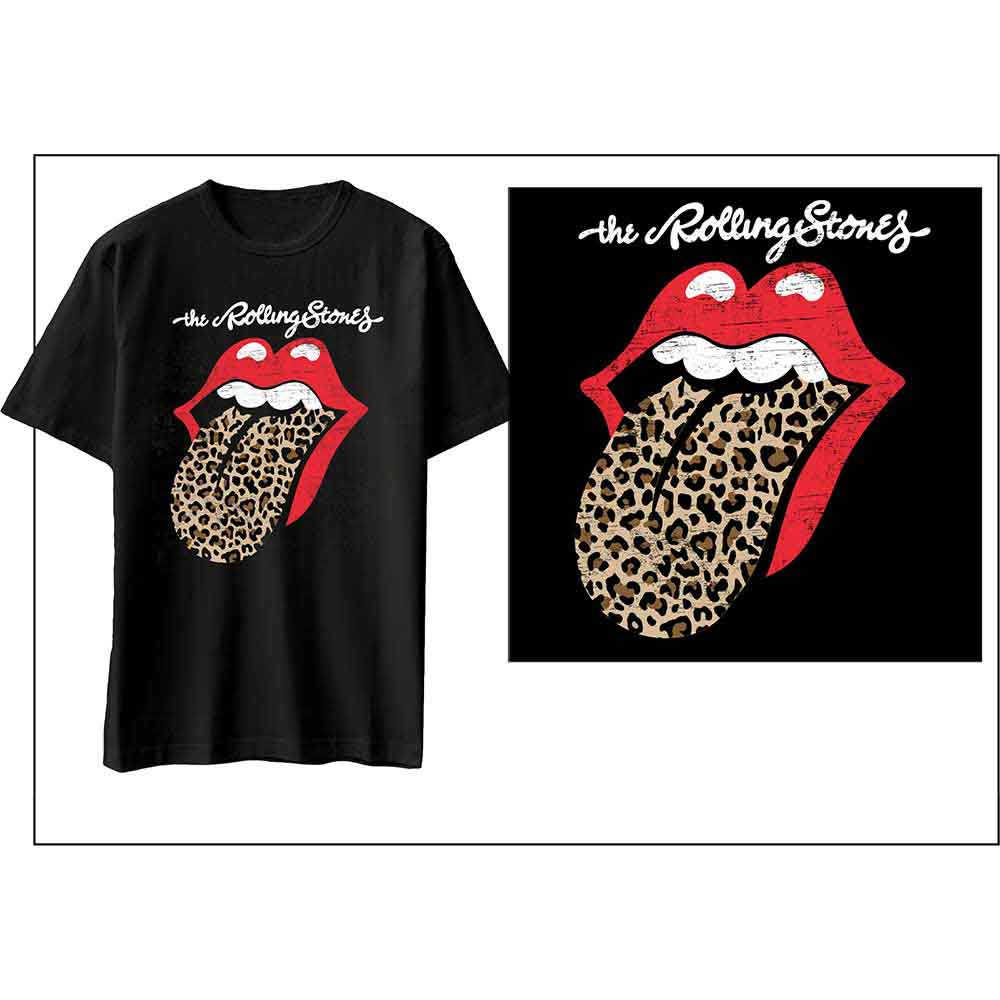 The Rolling Stones - Leopard Print Tongue Black